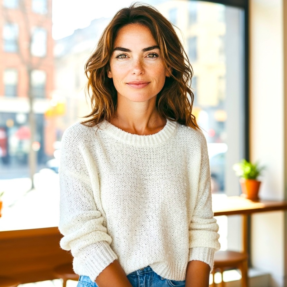 Sanctuary Women's Cream Crew Neck Sweater‎